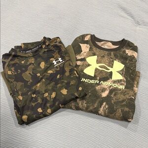 Under Armour Kids' Long Sleeve Camouflage Tees - Green and Brown